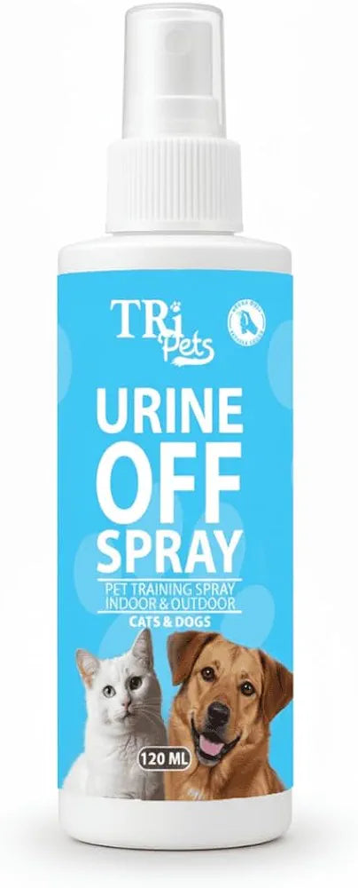 TRI Pets Urine Off Spray – Bio-Enzymatic Stain & Odor Remover for Dogs & Cats, Prevents Re-Marking, Safe for Home & Pets, Fresh Scent – 120ml