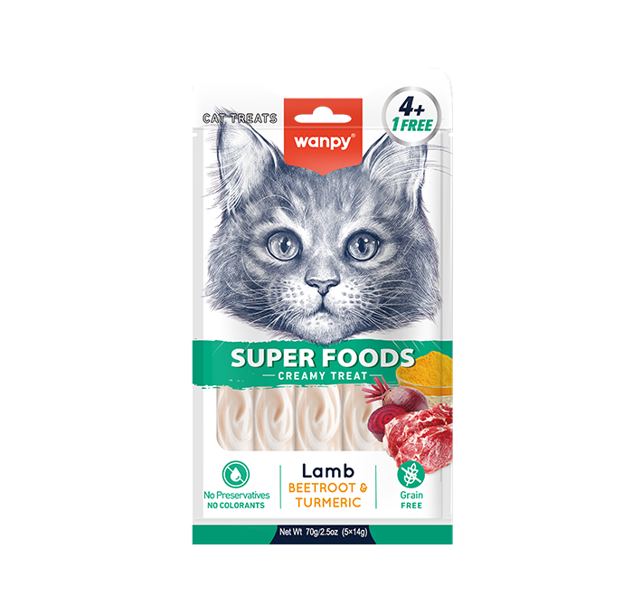 Wanpy Superfoods Creamy Cat Treat – Lamb with Beetroot & Turmeric – 70g pack