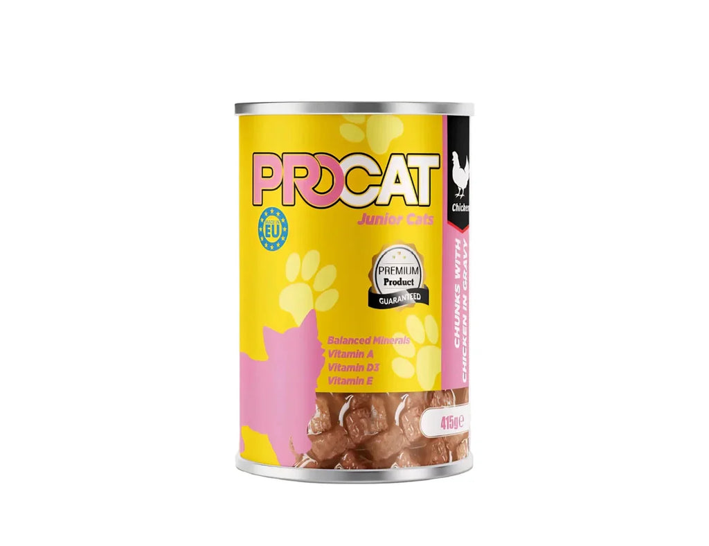 PROCAT Junior Wet Cat Food for Kittens – Chunks with Chicken in Gravy – 415g Can