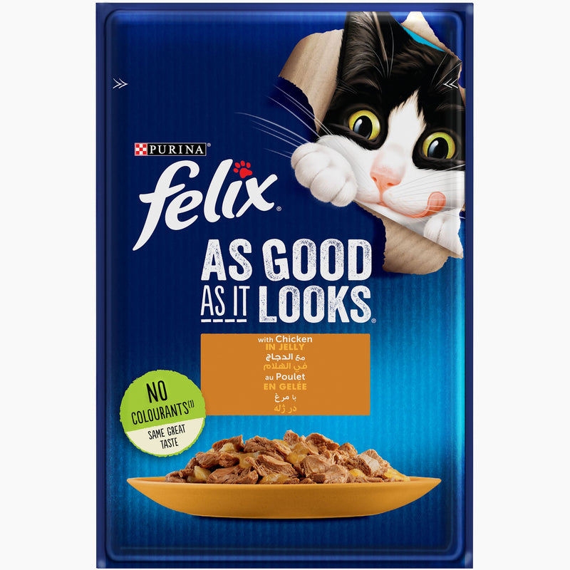 FELIX As Good As It Looks Wet Cat Food – Chicken in Jelly – 85g Pouch