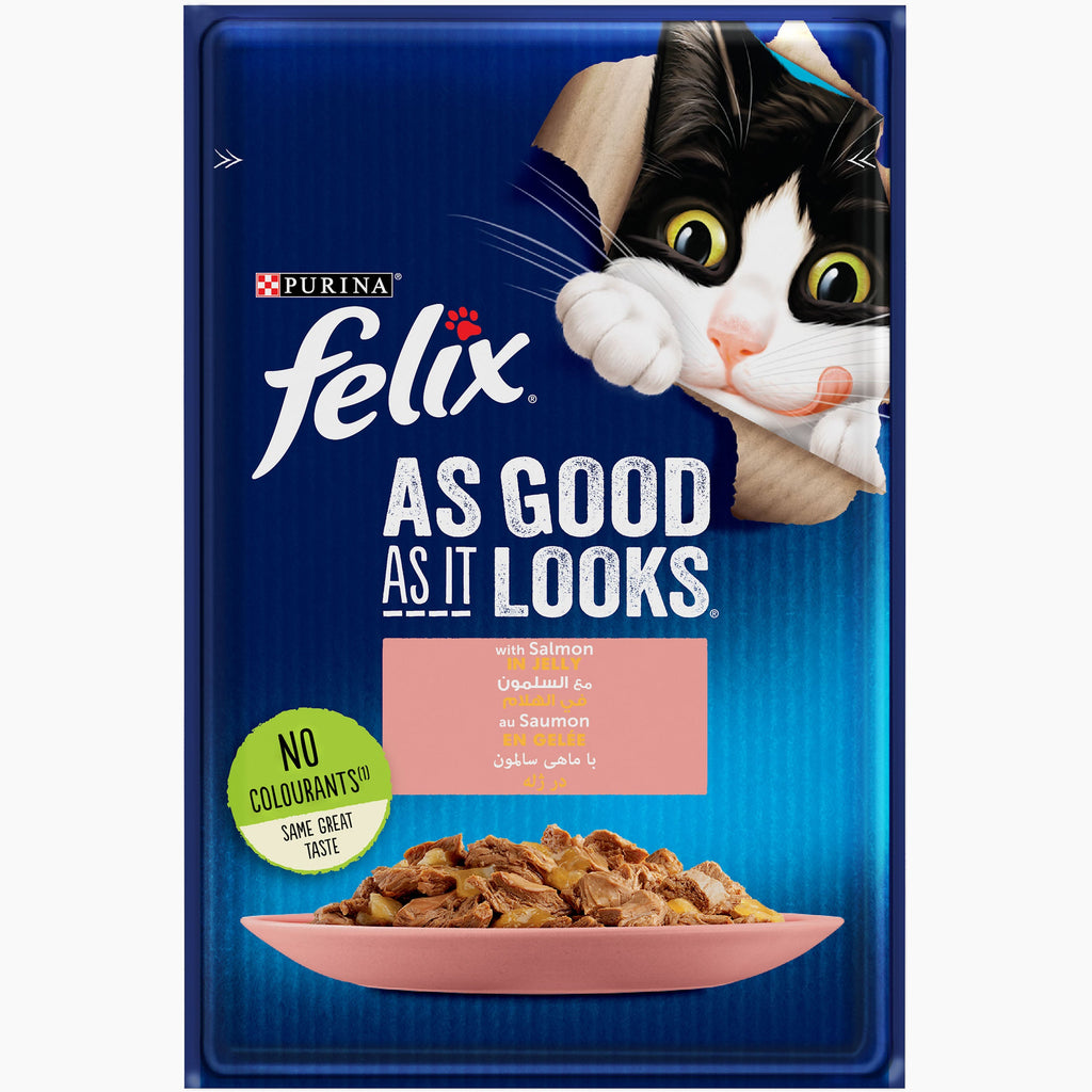 FELIX As Good As It Looks Wet Cat Food – Salmon in Jelly – 85g Pouch