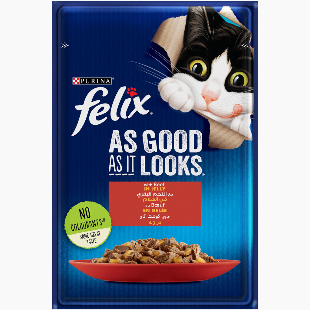 FELIX As Good As It Looks Wet Cat Food – Beef in Jelly – 85g Pouch