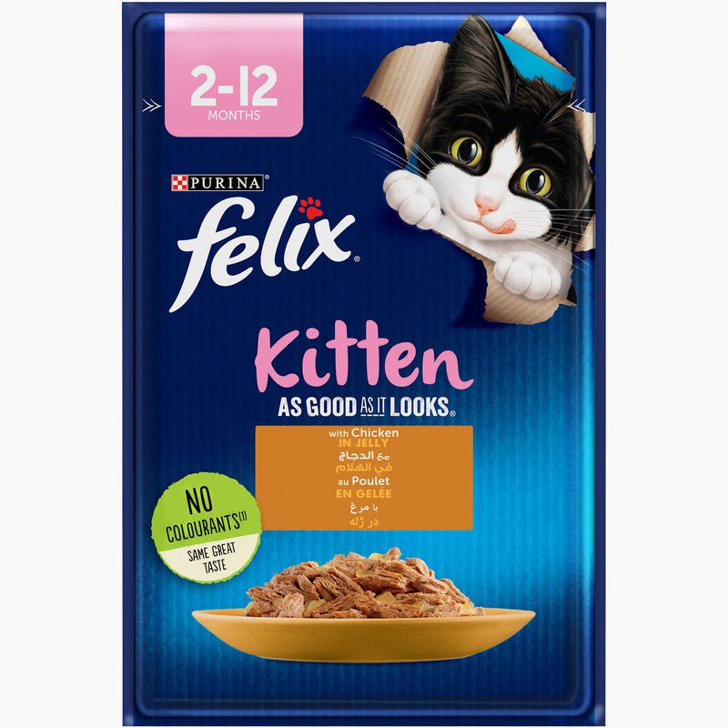 FELIX Kitten As Good As It Looks Wet Food – Chicken in Jelly – 85g Pouch