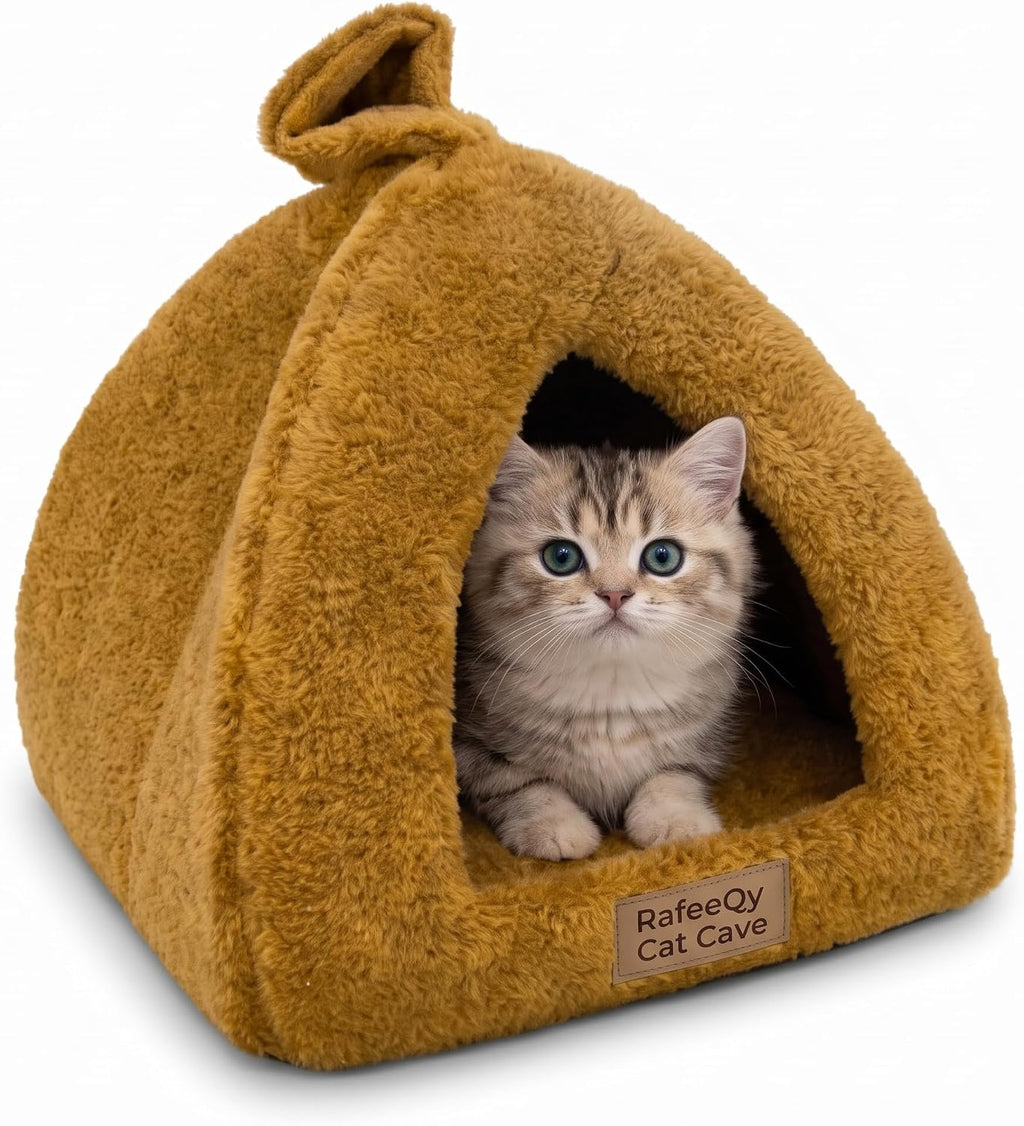 Rafeeqy CozyCave™ – Plush Cat Cave Bed | Cozy Winter Hideaway for Cats & Kittens (Random Color)