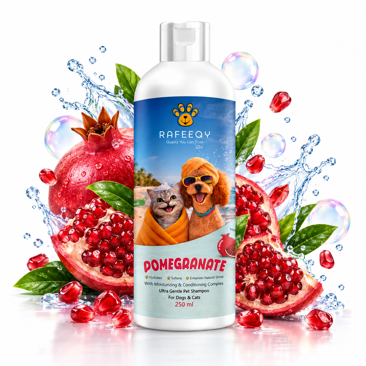 RafeeQy PureCare™ Ultra Gentle Pet Shampoo – Natural Hydrating Formula (Dogs & Cats) 250ml
