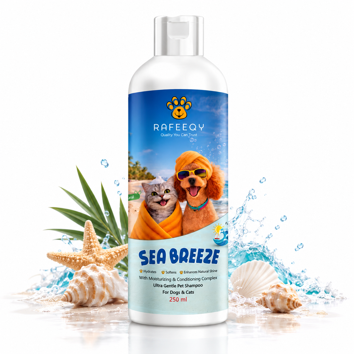 RafeeQy PureCare™ Ultra Gentle Pet Shampoo – Natural Hydrating Formula (Dogs & Cats) 250ml