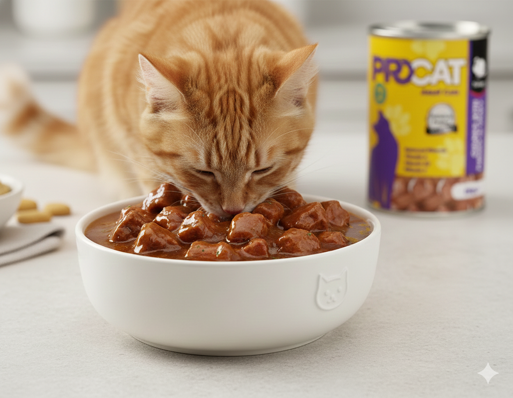 PROCAT Premium Wet Cat Food – Chunks with Turkey in Gravy for Adult Cats – 415g Can