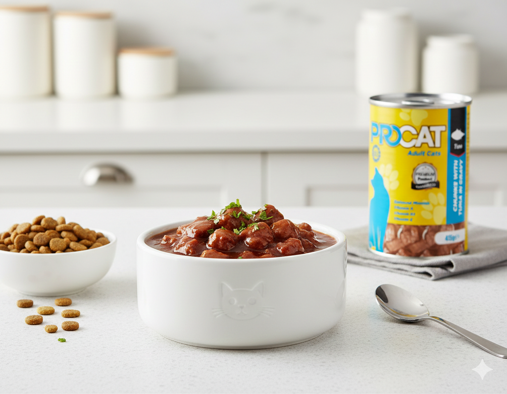 PROCAT Premium Wet Cat Food – Chunks with Tuna in Gravy for Adult Cats – 415g Can