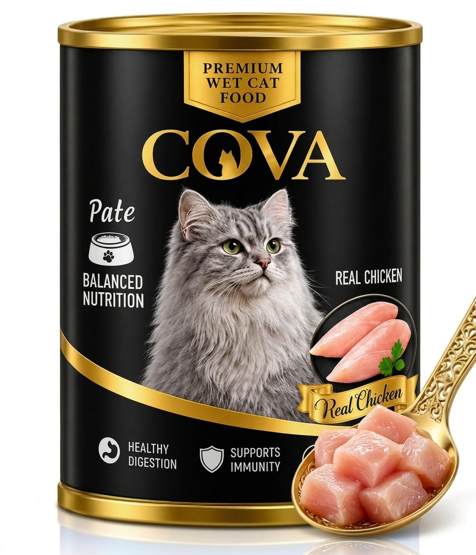 COVA Premium Wet Cat Food – Pâté with Real Chicken – 400g Can