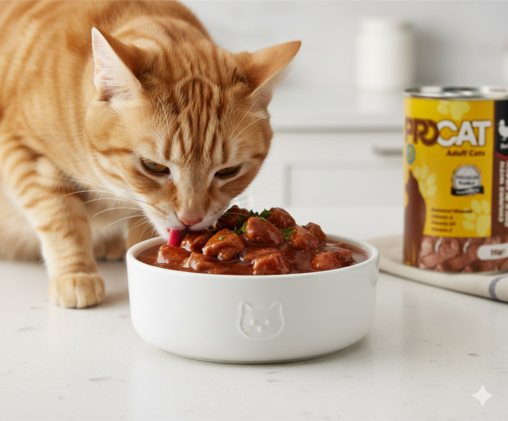 PROCAT Premium Wet Cat Food – Chunks with Duck in Gravy for Adult Cats – 415g Can