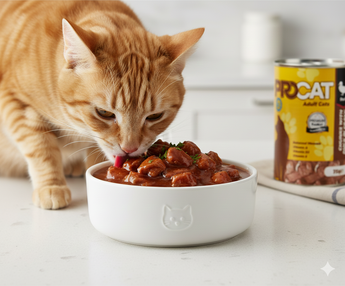 PROCAT Premium Wet Cat Food – Chunks with Duck in Gravy for Adult Cats – 415g Can