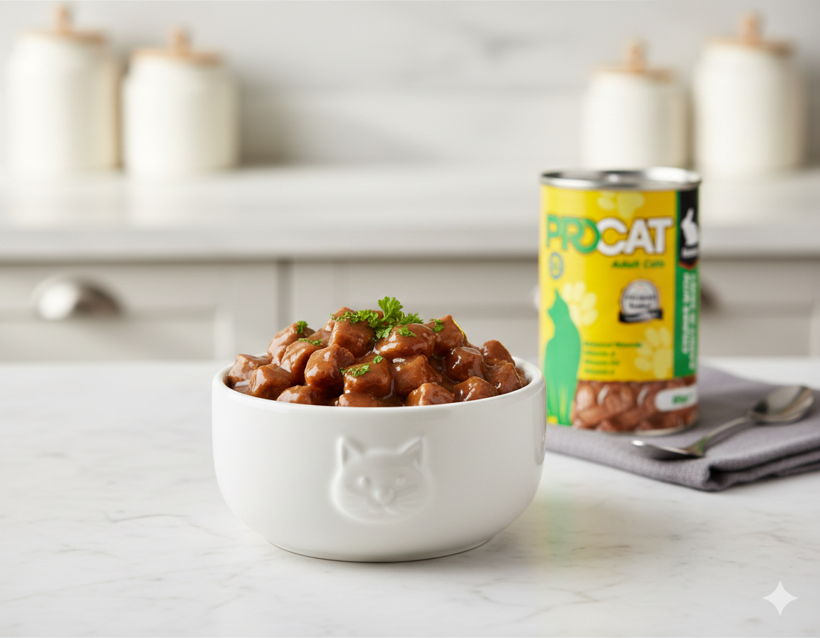 PROCAT Premium Wet Cat Food – Chunks with Rabbit in Gravy for Adult Cats – 415g Can