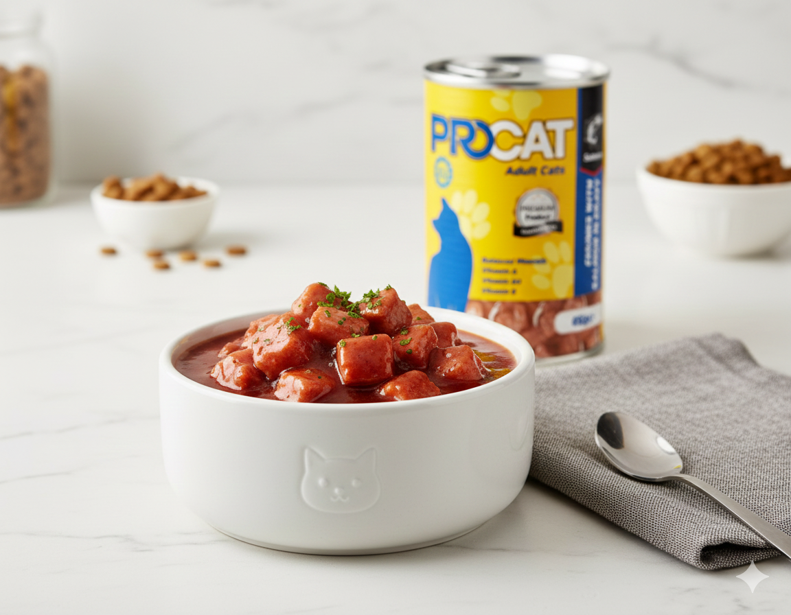 PROCAT Premium Wet Cat Food – Chunks with Salmon in Gravy for Adult Cats – 415g Can