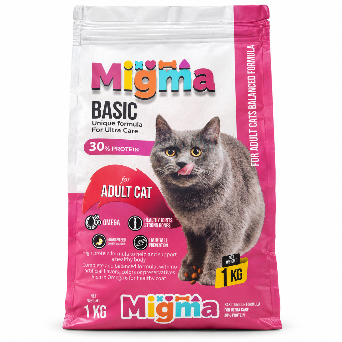 Migma Basic Adult Cat Dry Food 1 kg – front of bag