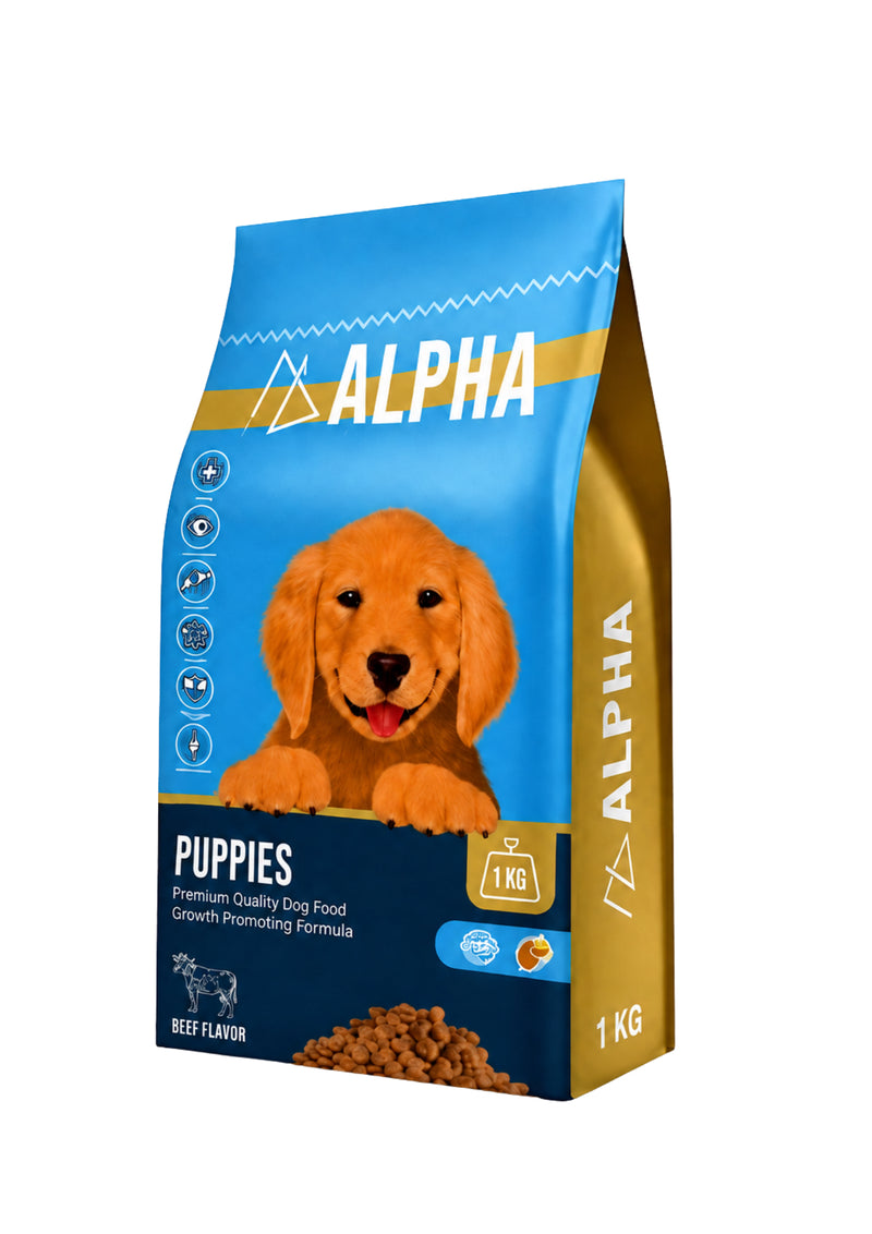 ALPHA Puppies Premium Dry Dog Food – Beef Flavour – 1 kg