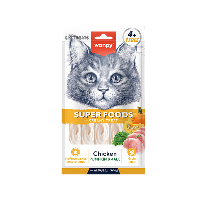 Wanpy Superfoods Creamy Cat Treat – Chicken with Pumpkin & Kale – 70g pack